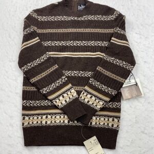 Vintage 70s Dalton Fair Isle Wool Sweater Back Zip NWT Women's Size 10 Small
